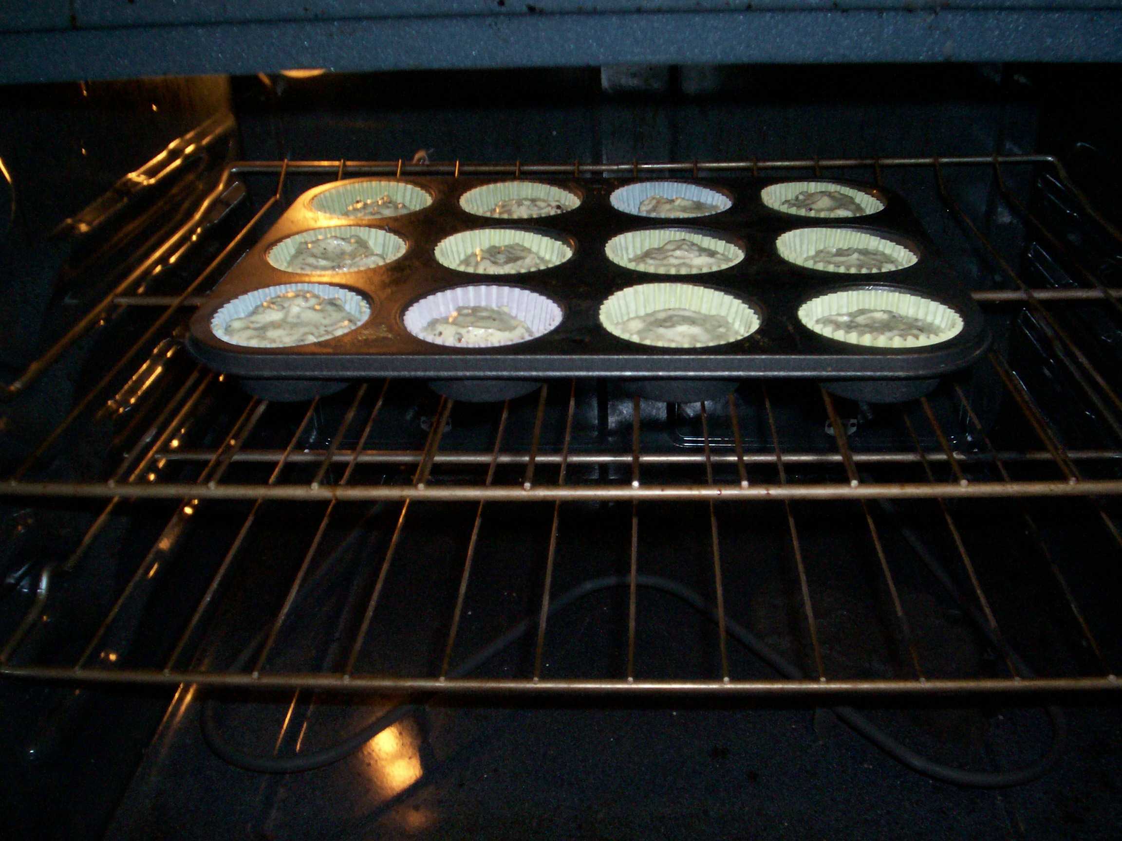 muffins baking in the oven