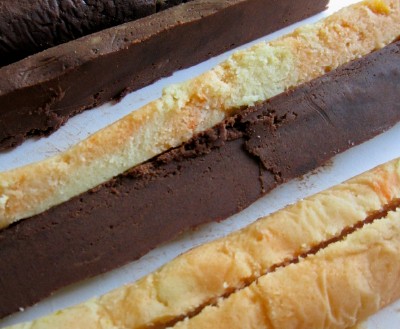 alternating-quarters-of-orange-and-chocolate-cookie-dough-for-checkerboard-effect