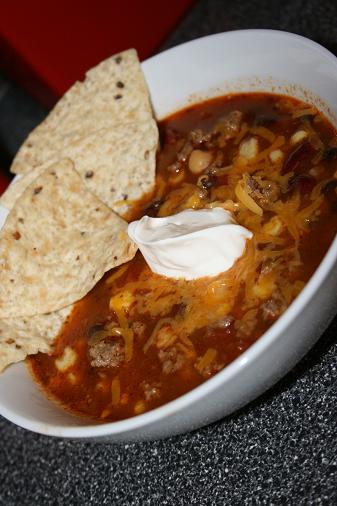 Taco Soup with Tortilla Chips