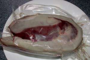 Boiled Beef Tongue - as packaged Beef tongue in its unnatural habitat.